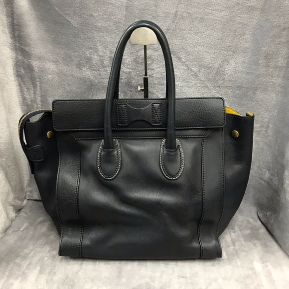 CELINE VINTAGE MICRO LUGGAGE TOTE FRONT LOCK NAVY  ‼️JUNE SALE‼️ - Picture 2 of 8